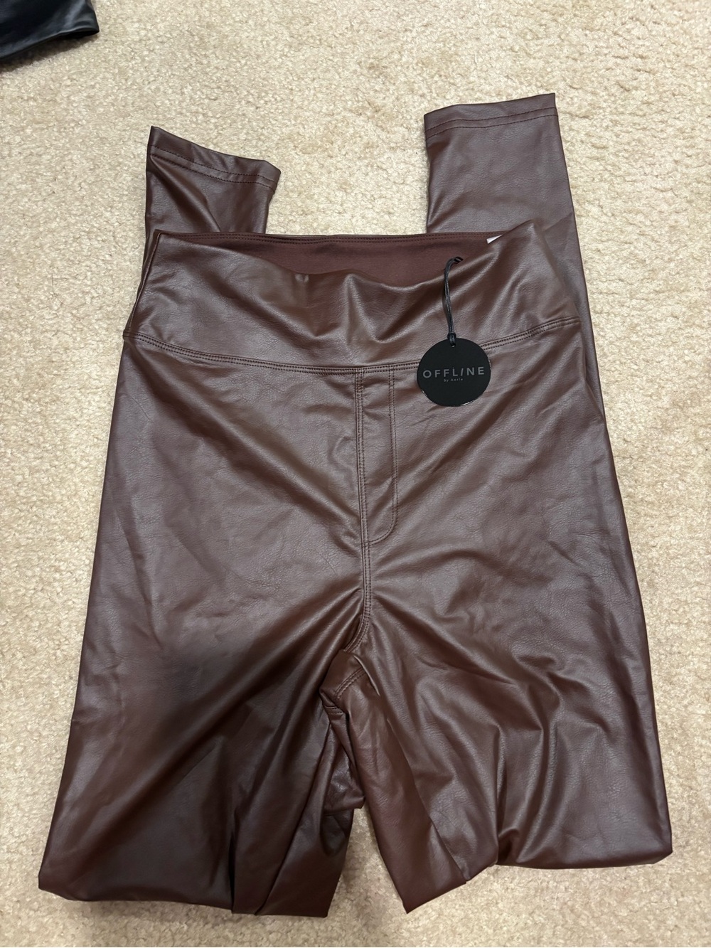 Aerie Faux Leather Leggings - Brown